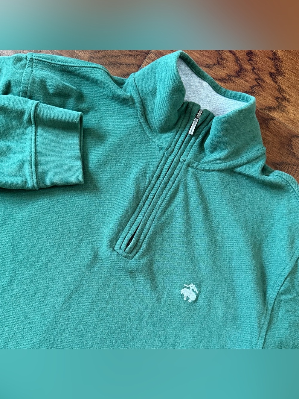 Brooks Brothers Men’s Sweater Small 1/4 Zip Mock Neck 100% Cotton Pullover Green